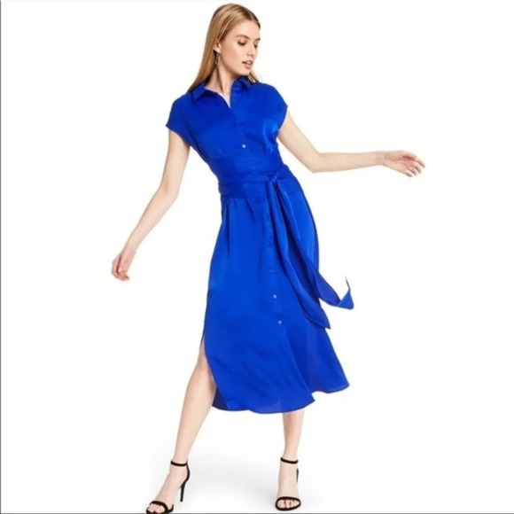 Cushnie (Target) Tie Front Keyhole Back Shirt Dress with Side Slits - Medium - Picture 1 of 10